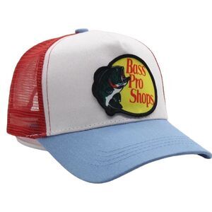 Bass Pro Shop Blue White Red Equipment Trucker Cap